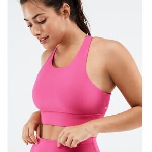 Fabletics No Bounce Pink High Impact Sports Bra Criss Cross Back Size S EUC